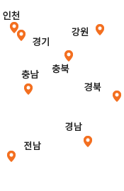 경기, 강원, 충남, 전남, 경북, 경남